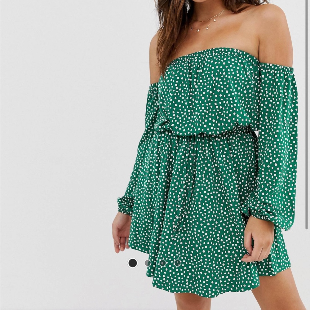 NWT ASOS Off the Shoulder Polka Dot Dress